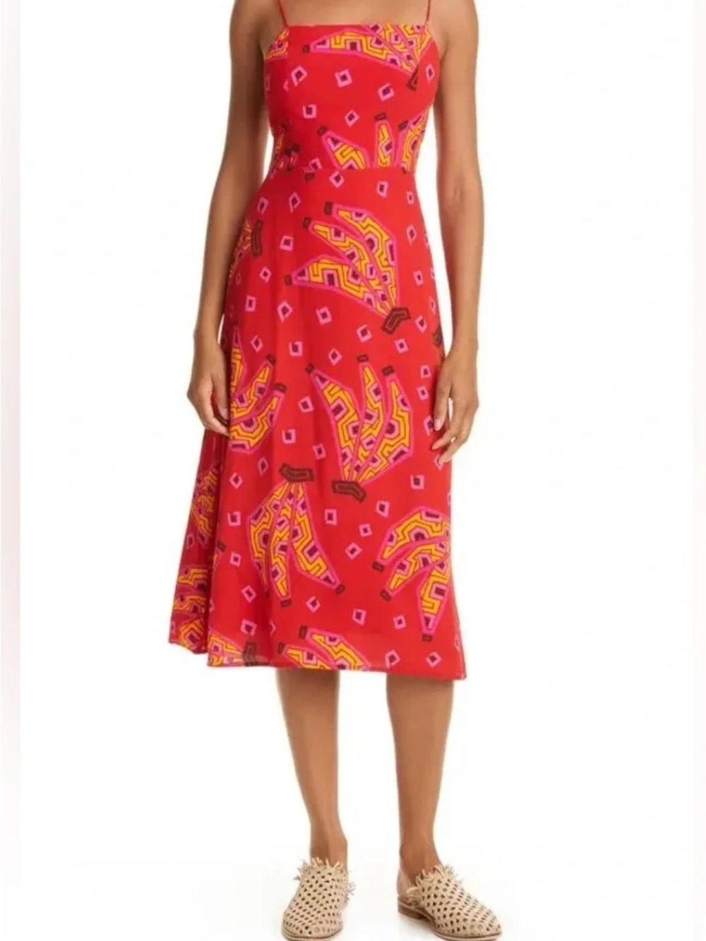 House of Harlow Red Banana Print Dress